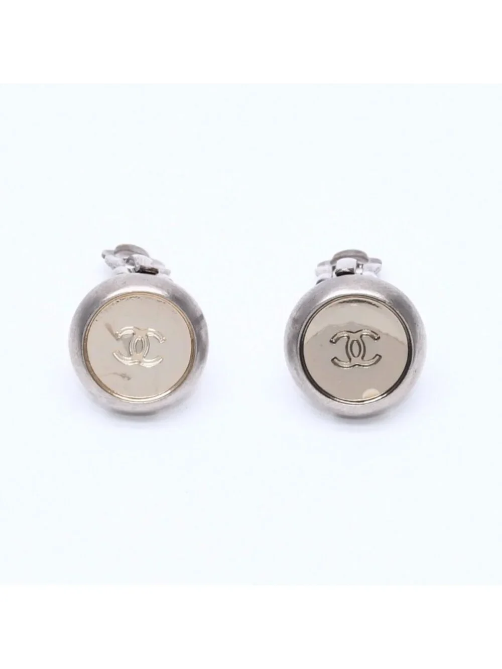 Chanel Vintage CC Logo Earrings 99 Metal Silver Gold